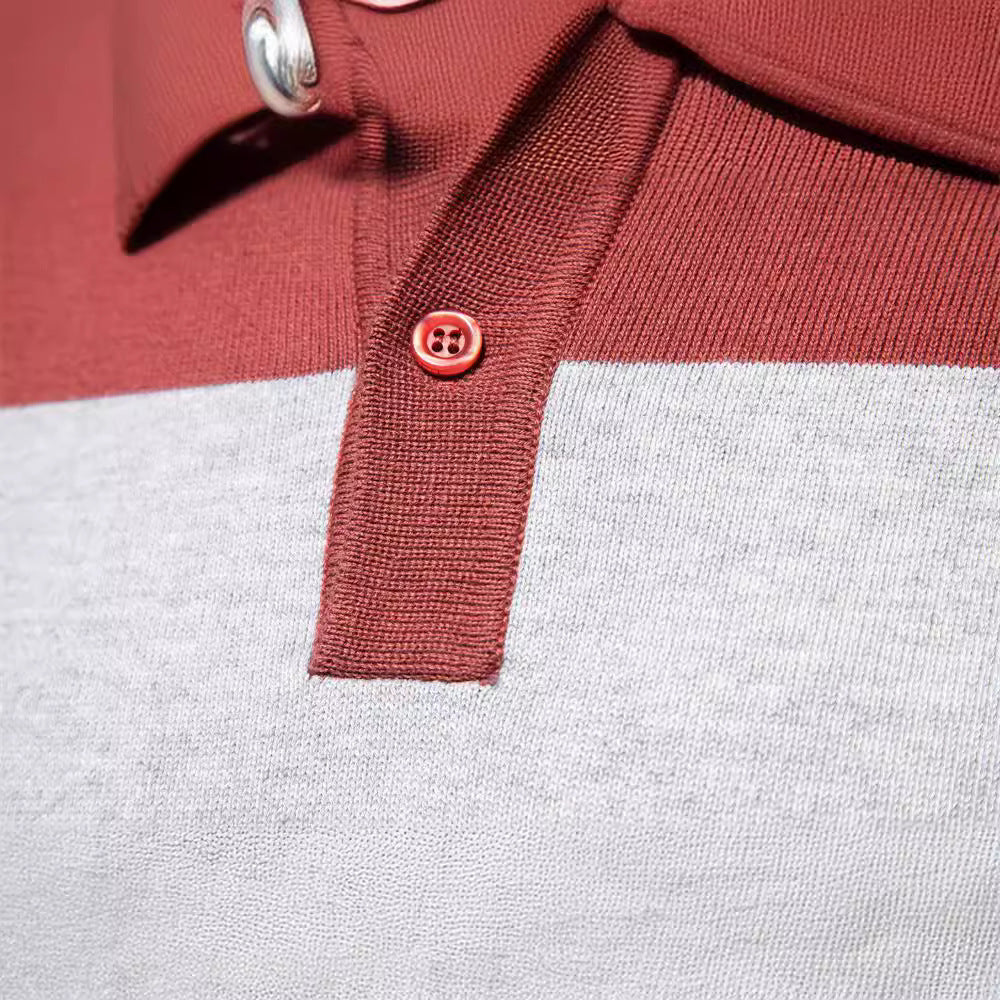 Men’s Long Sleeve Polo Collar Sweater Slim Lapel