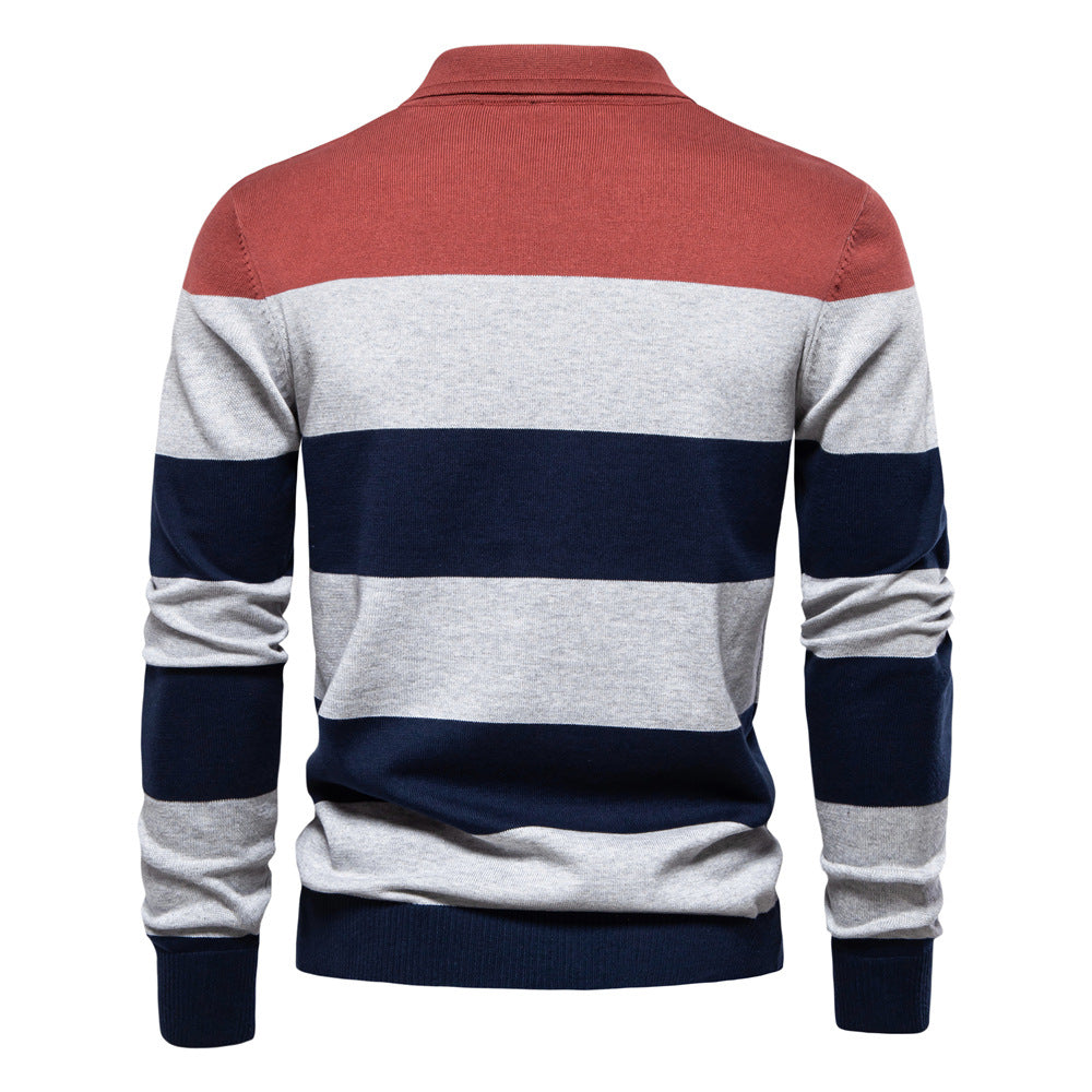Men’s Long Sleeve Polo Collar Sweater Slim Lapel