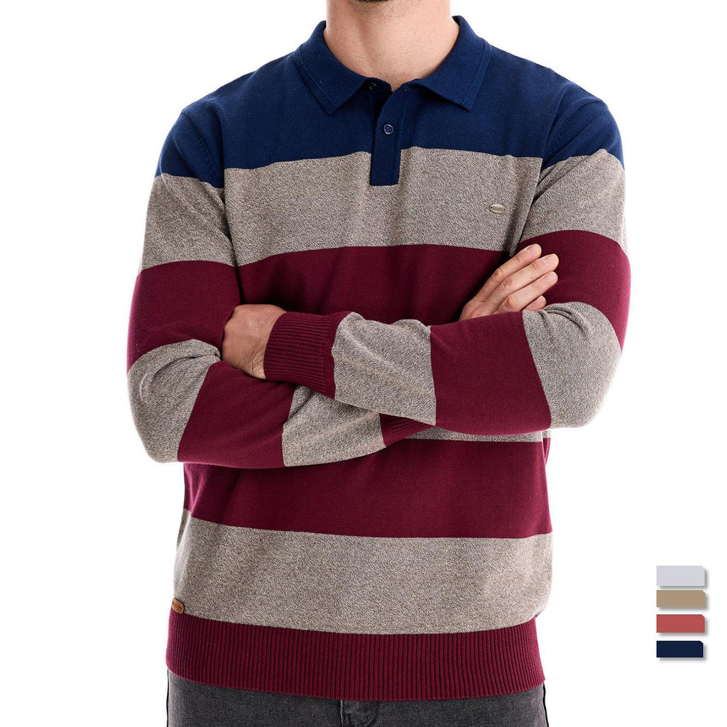 Men’s Long Sleeve Polo Collar Sweater Slim Lapel