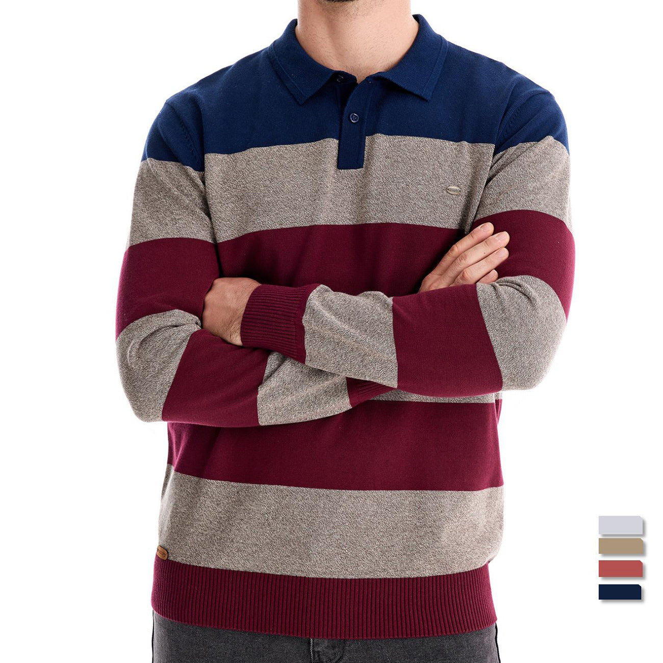Men’s Long Sleeve Polo Collar Sweater Slim Lapel