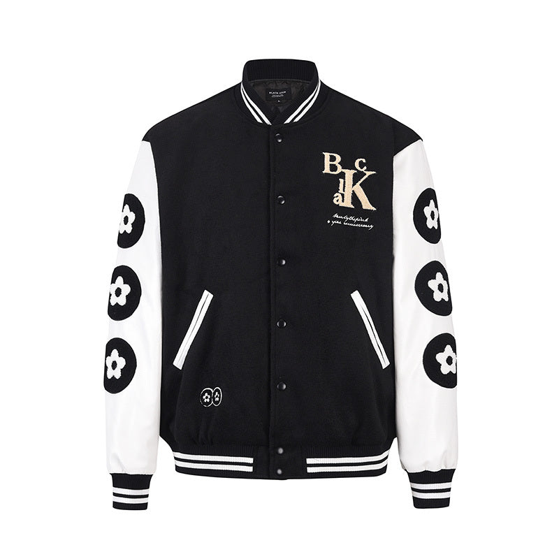 Men’s Loose Baseball Jacket High Street Coat - Black / M