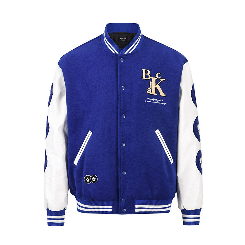 Men’s Loose Baseball Jacket High Street Coat - Blue / M