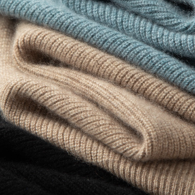 Men’s Loose Ingot Needle Contrast Color Cashmere Sweater