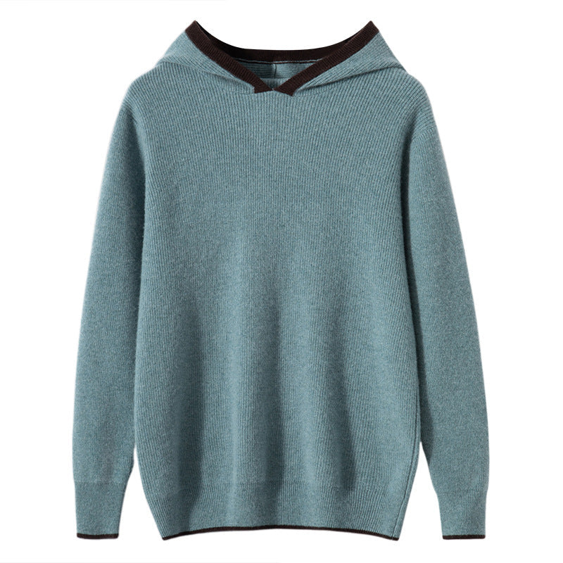 Men’s Loose Ingot Needle Contrast Color Cashmere Sweater