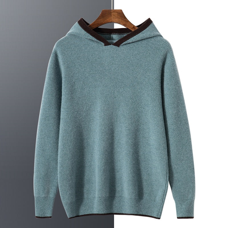 Men’s Loose Ingot Needle Contrast Color Cashmere Sweater