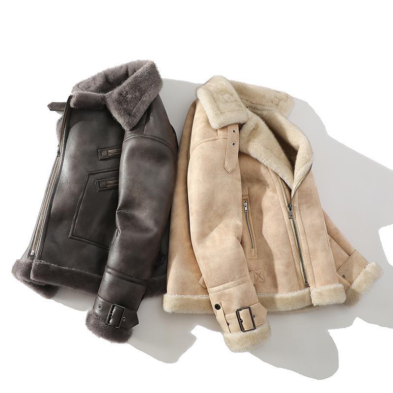 Men’s Loose Plus Size Fur Integrated Fleece Lined Padded Warm Keeping Lapel Casual Jacket