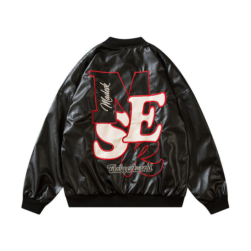 Men’s Loose Vintage Embroidered Baseball Jacket