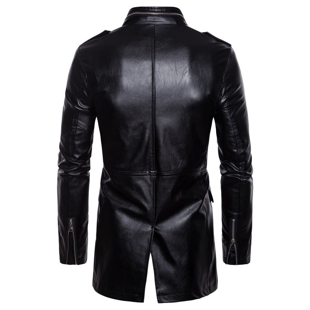 Men’s mid-length leather jacket