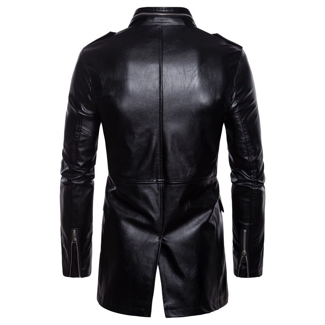 Men’s mid-length leather jacket