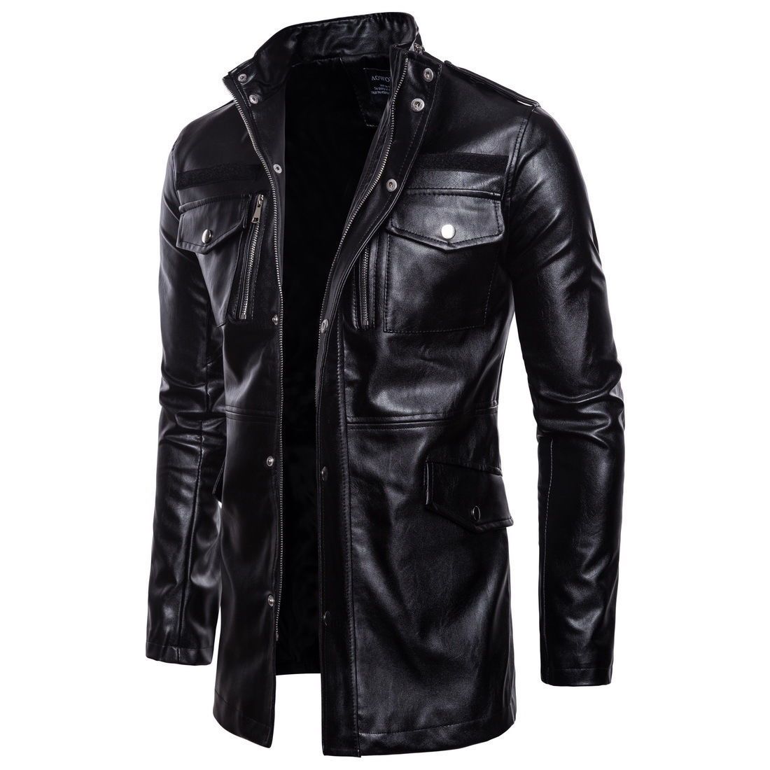 Men’s mid-length leather jacket