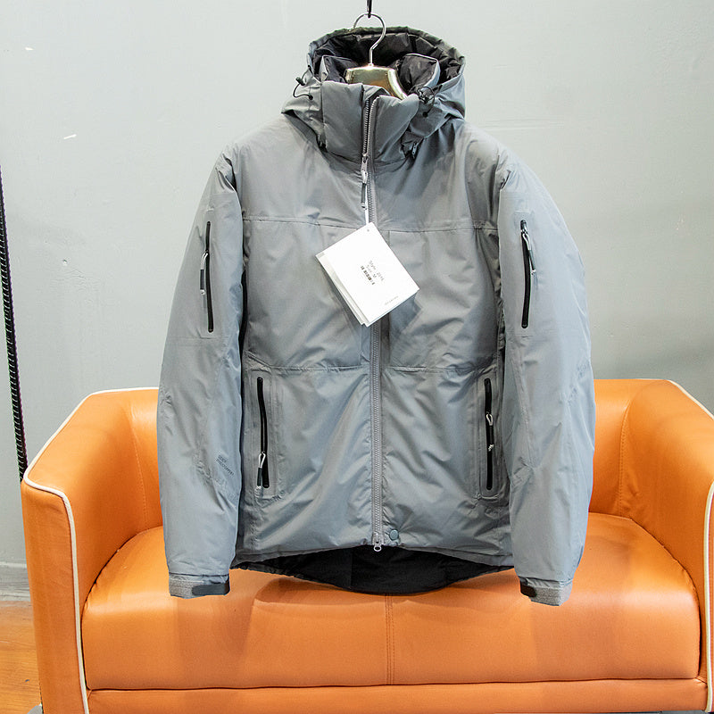 Men’s Outdoor Mountaineering Camping Thermal Technology Waterproof Fabric Down Jacket - Gray / L