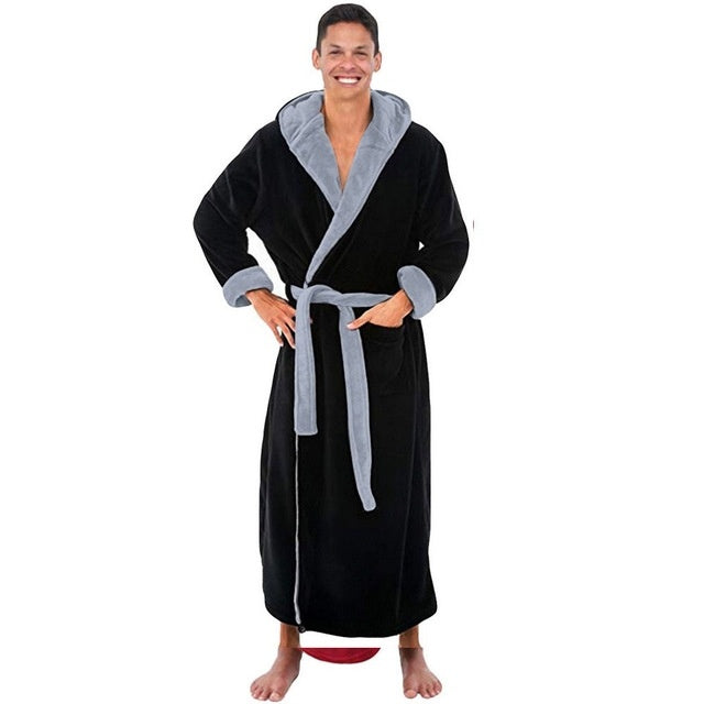 Men’s Pajamas Winter Solid Color Home Wear - blackgrey / S
