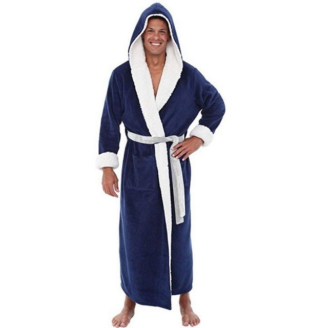 Men’s Pajamas Winter Solid Color Home Wear - White with blue / S