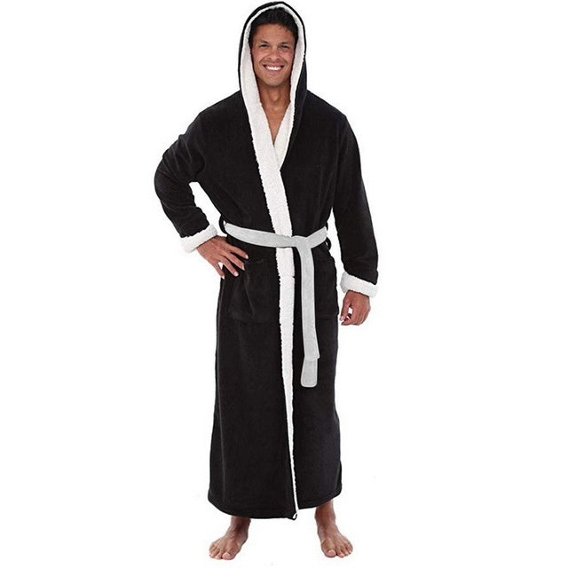 Men’s Pajamas Winter Solid Color Home Wear - WhiteBlack / S