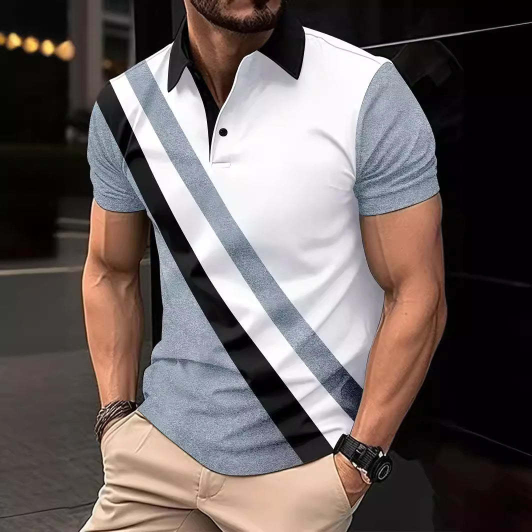 Men’s Print Breathable Fashion Polo Shirt Top