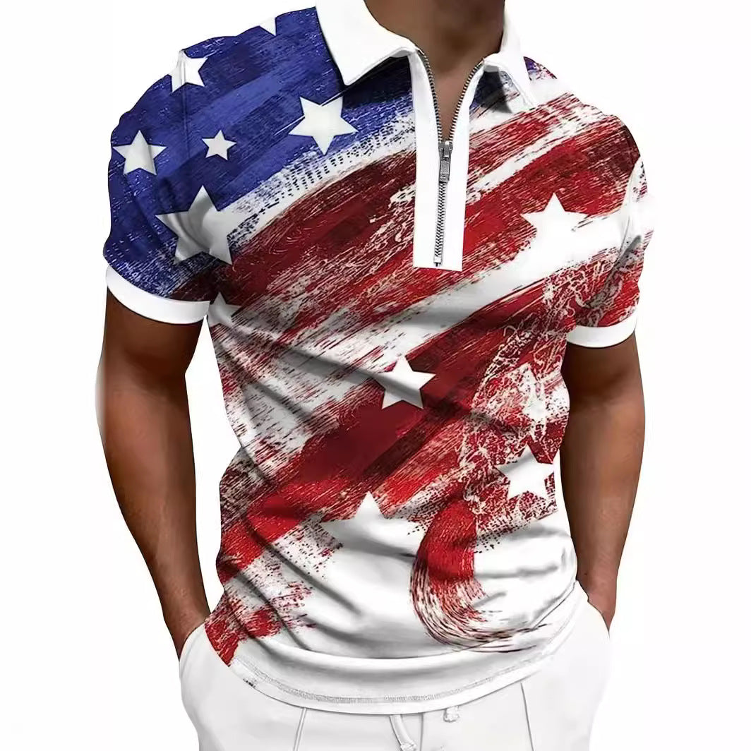 Men’s Print Breathable Fashion Polo Shirt Top