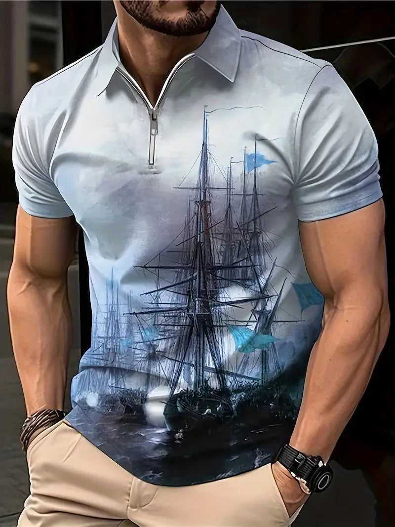 Men’s Print Breathable Fashion Polo Shirt Top - LTP004 / XXS