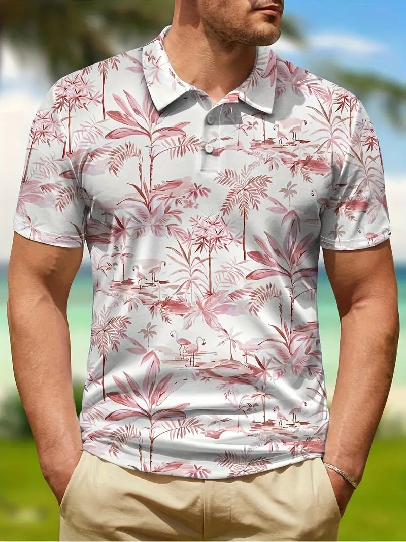 Men’s Print Breathable Fashion Polo Shirt Top - QNP001 / XXS