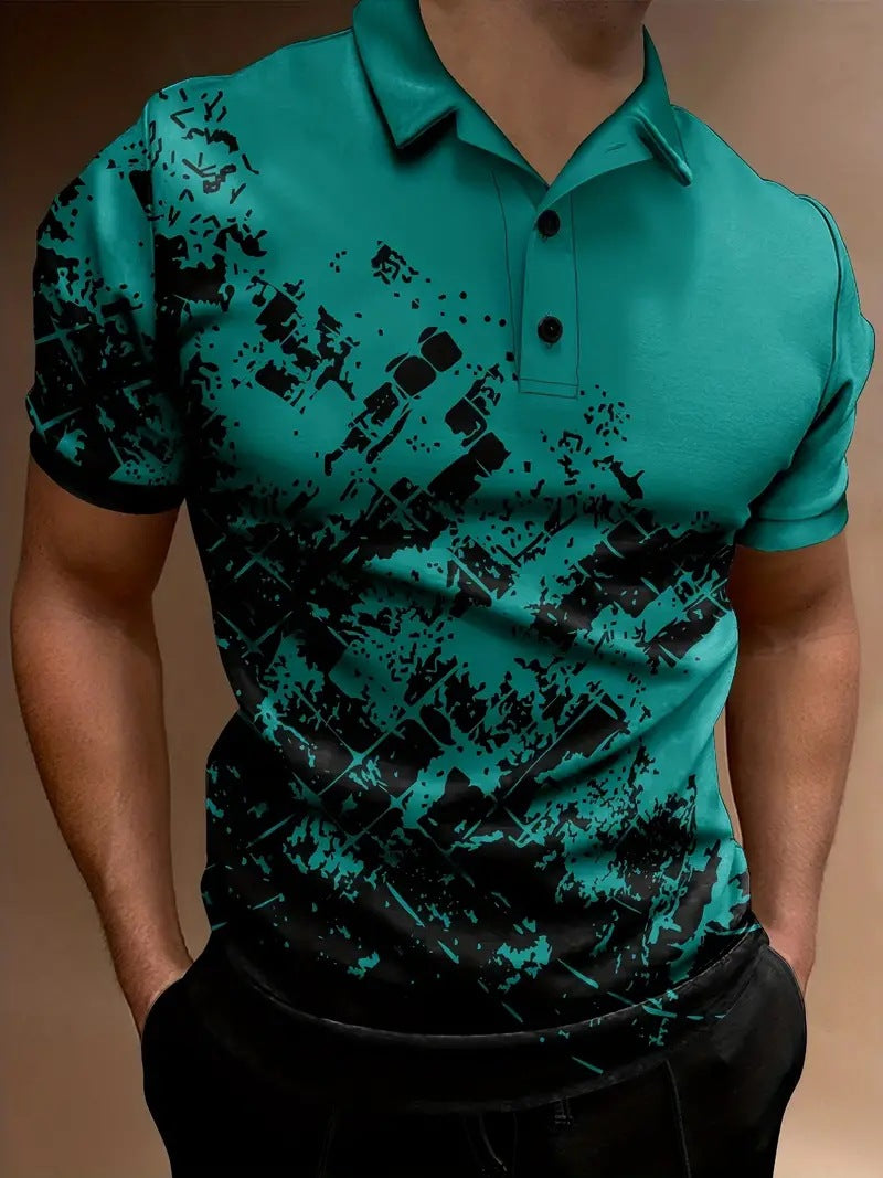 Men’s Print Breathable Fashion Polo Shirt Top - QNT004 / XXS