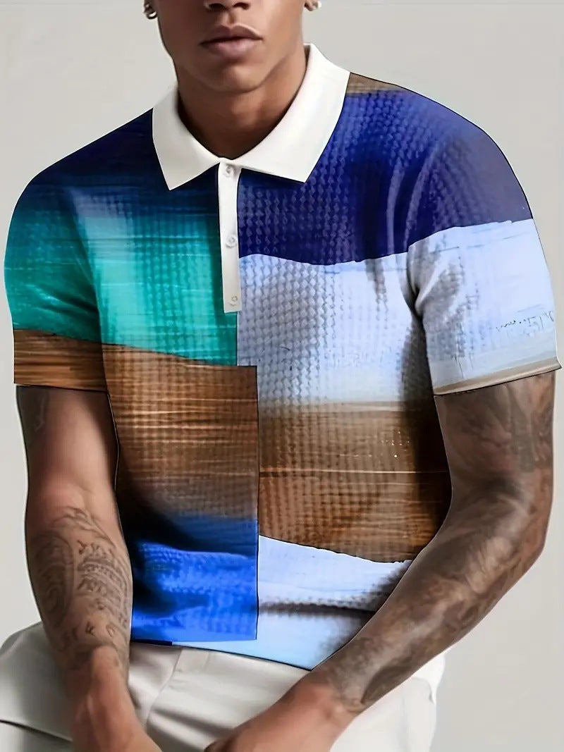 Men’s Print Breathable Fashion Polo Shirt Top - XW001 / XXS
