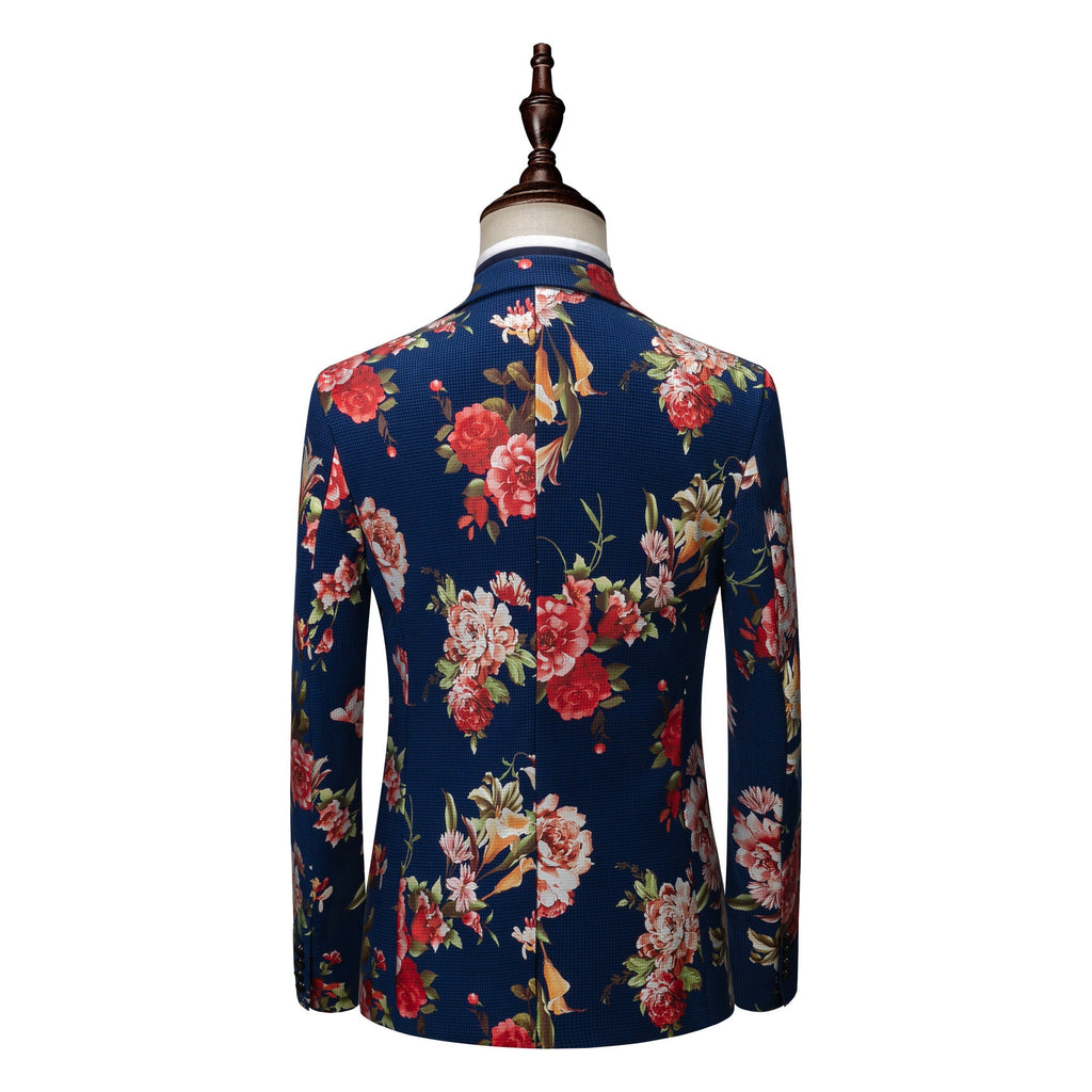 Men’s printed dress suit three-piece suit for annual meeting performance