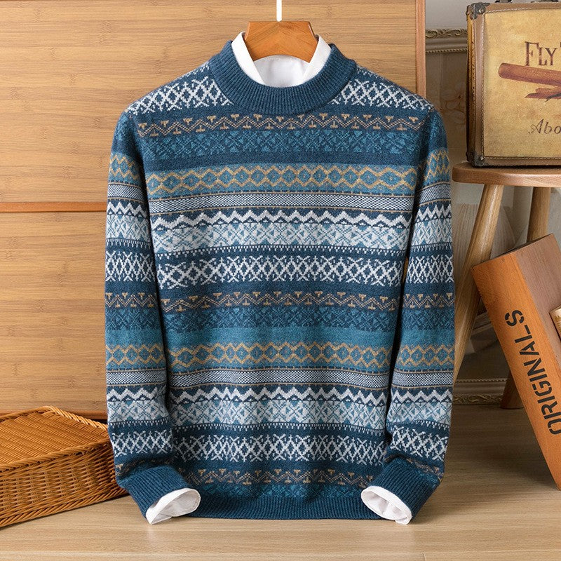 Men’s Pullover Thickened Striped Sweaters Bottoming Shirt