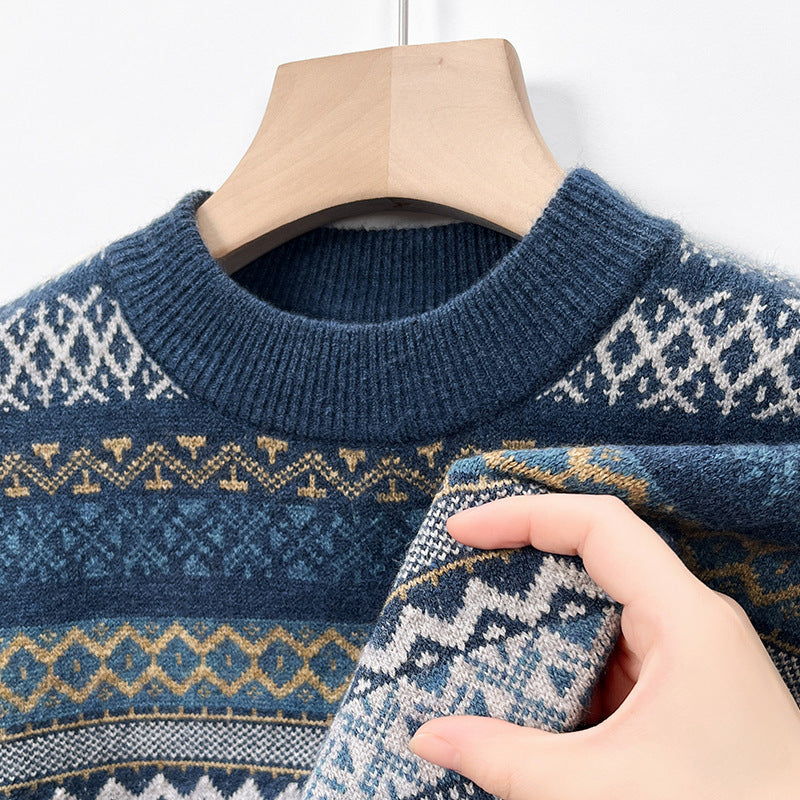Men’s Pullover Thickened Striped Sweaters Bottoming Shirt