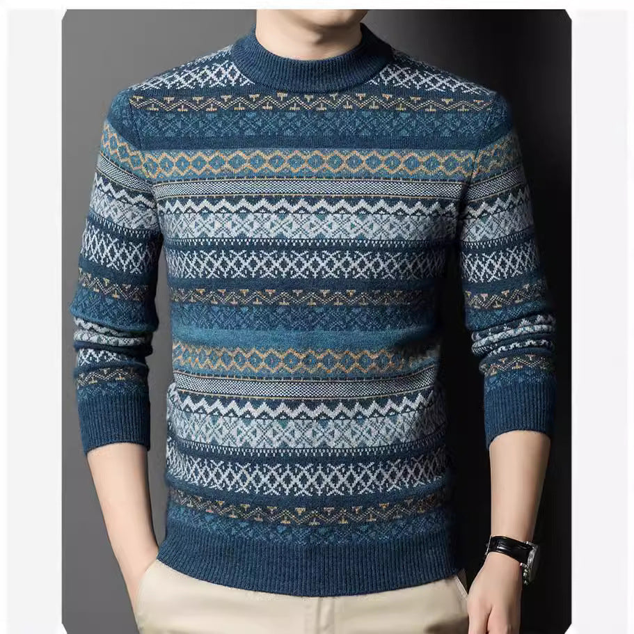 Men’s Pullover Thickened Striped Sweaters Bottoming Shirt