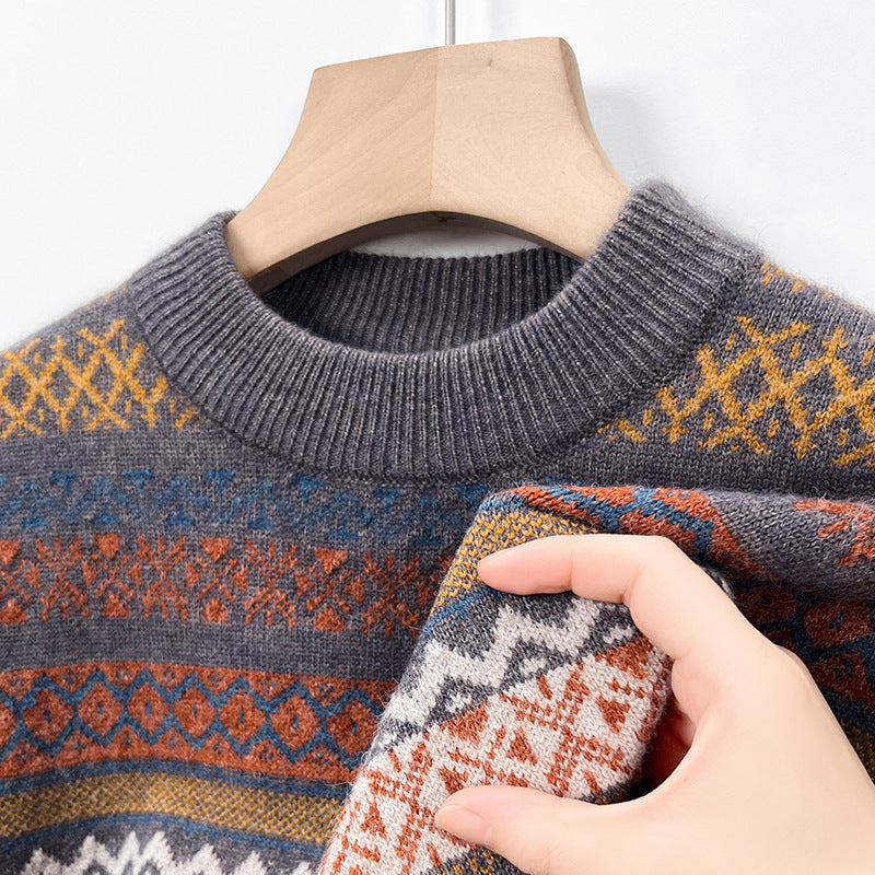 Men’s Pullover Thickened Striped Sweaters Bottoming Shirt