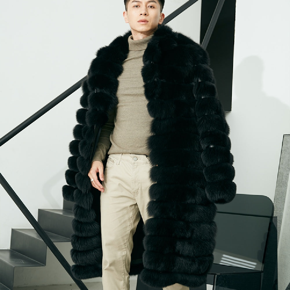 Men’s Real Fur Long Fur Coat Winter