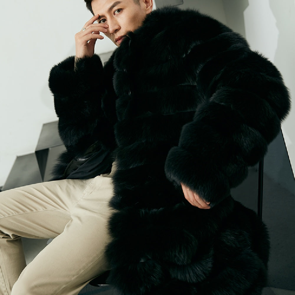 Men’s Real Fur Long Fur Coat Winter
