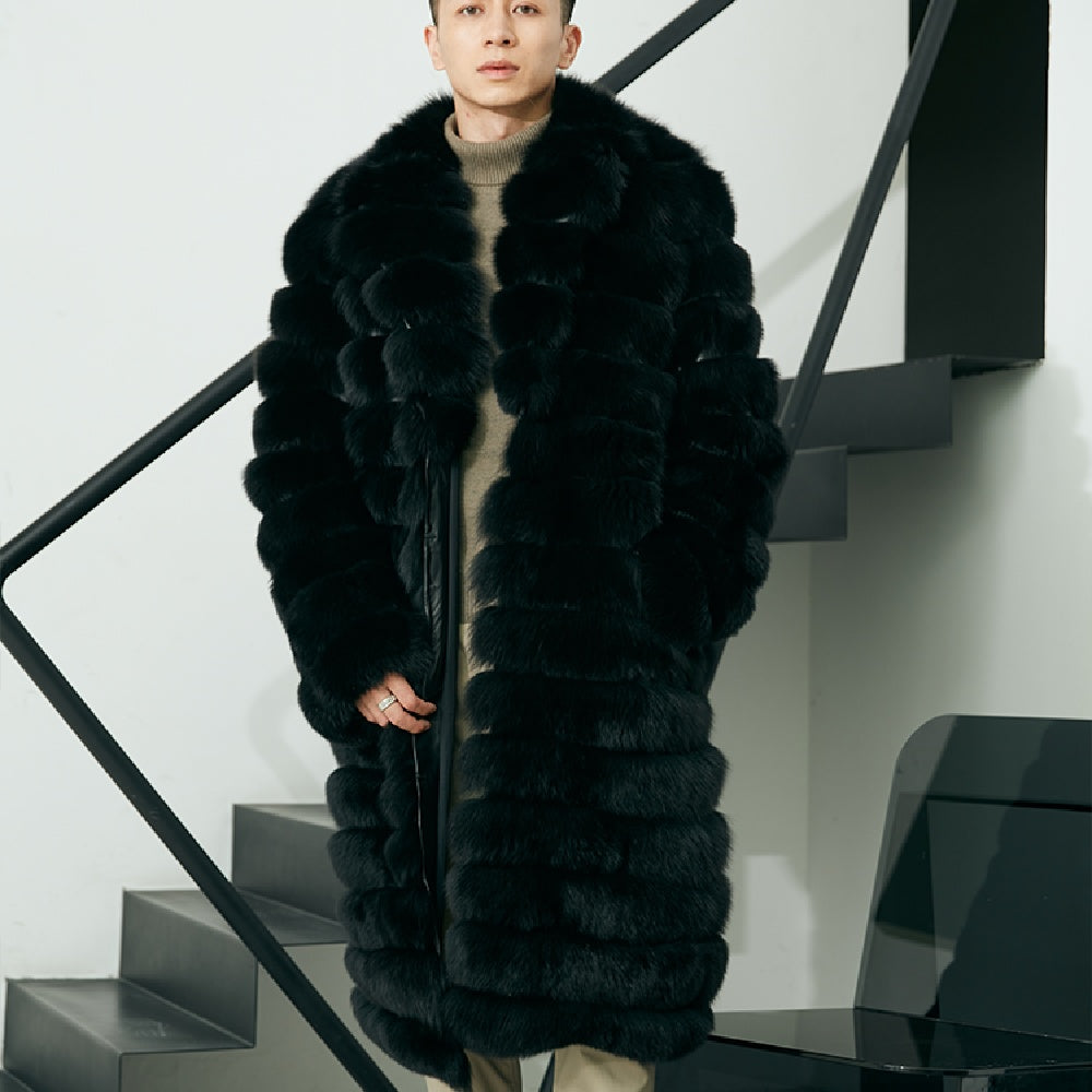 Men’s Real Fur Long Fur Coat Winter