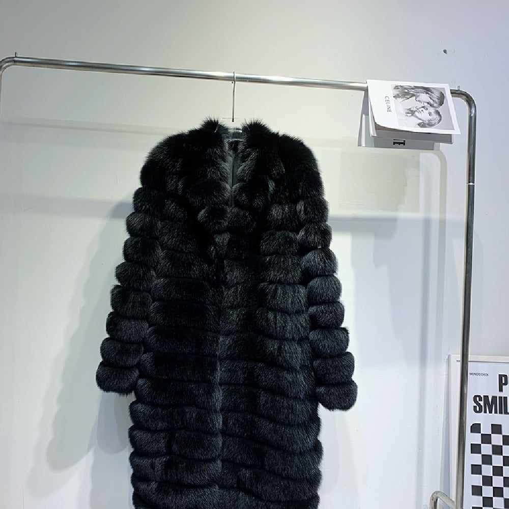 Men’s Real Fur Long Fur Coat Winter - Black / M