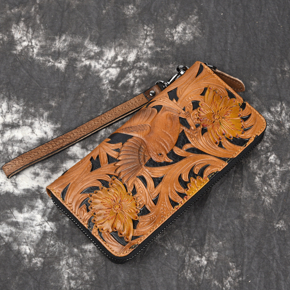 Men’s Retro Wallet Top Layer Cowhide - Yellow