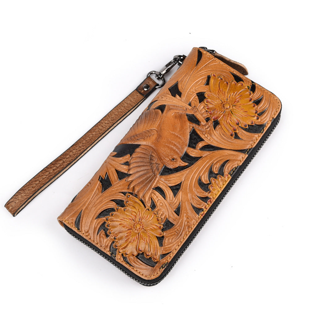Men’s Retro Wallet Top Layer Cowhide - Yellow