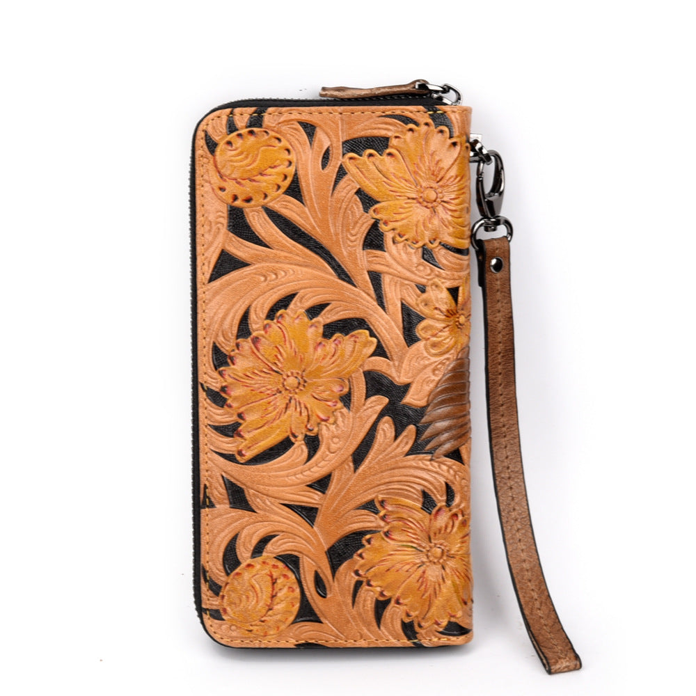 Men’s Retro Wallet Top Layer Cowhide - Yellow