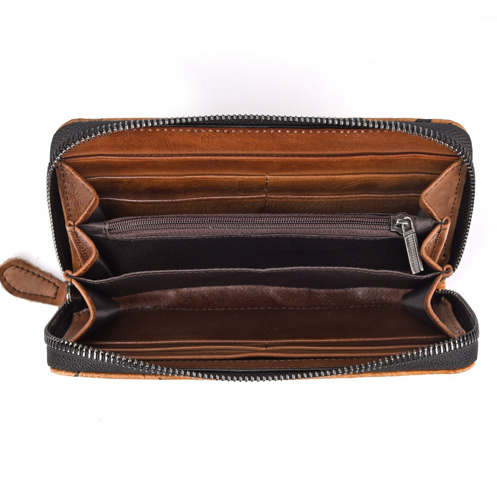 Men’s Retro Wallet Top Layer Cowhide - Yellow