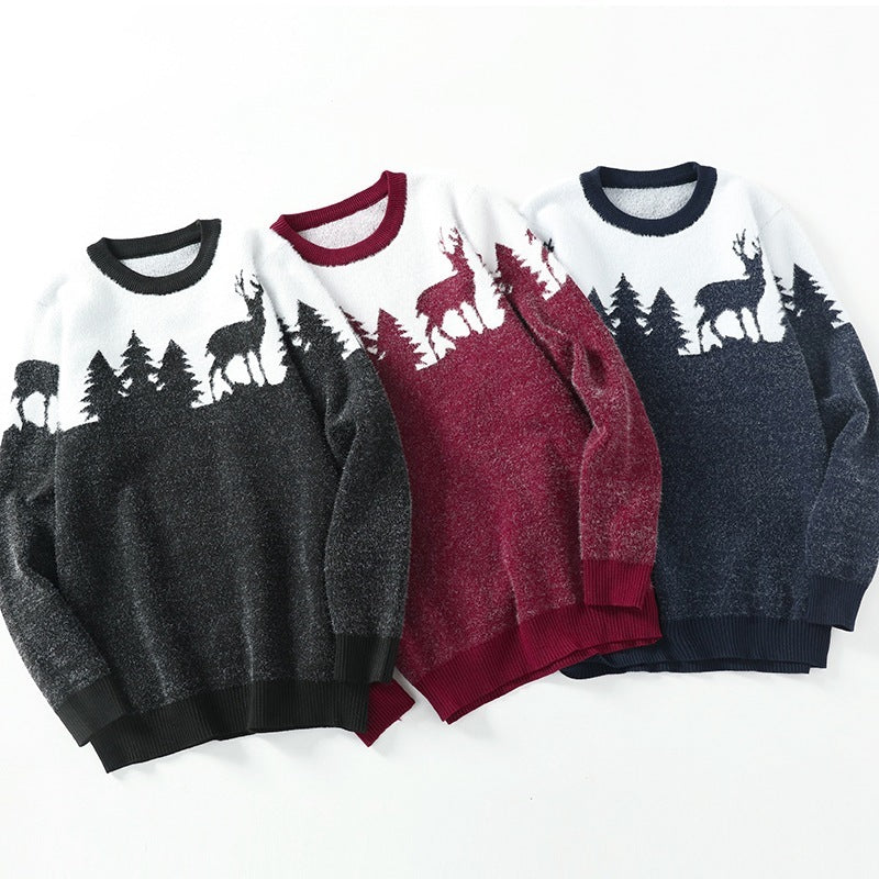 Men’s Round Neck Jacquard Pullover Sweater