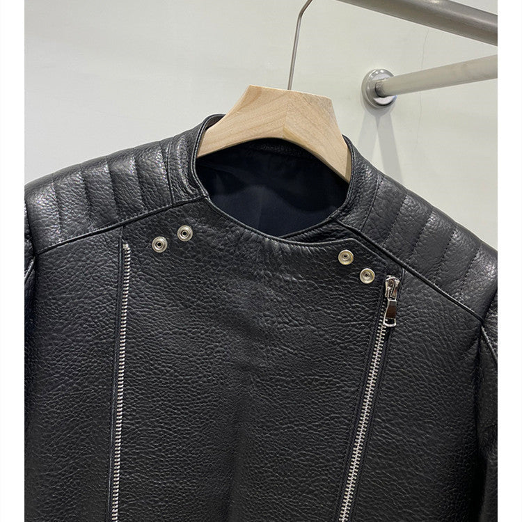 Men’s Sheep Bubble Cropped Leather Jacket