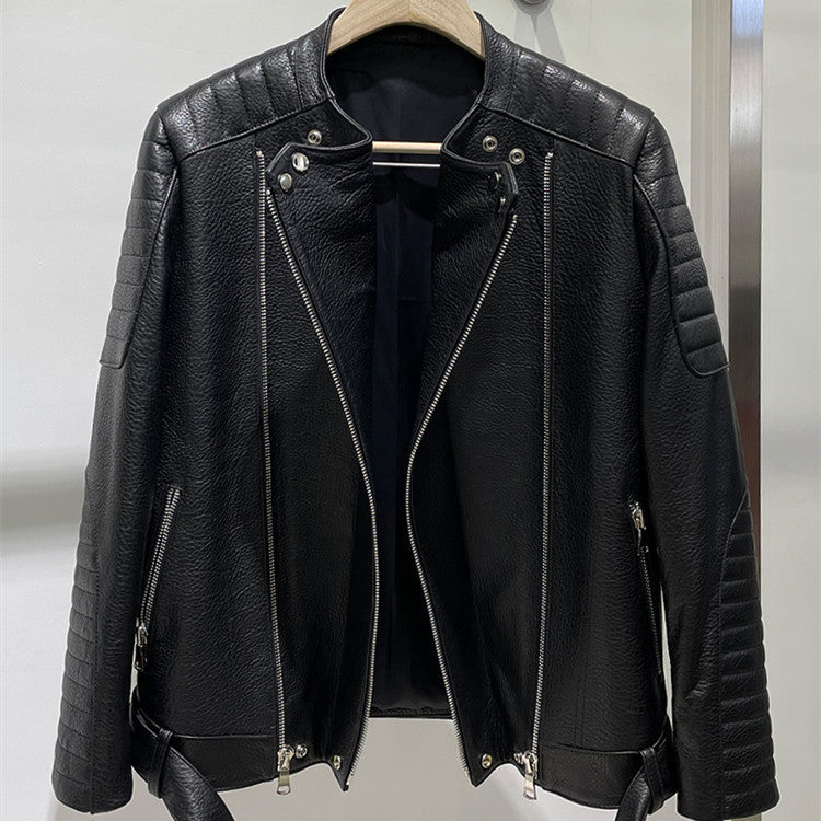 Men’s Sheep Bubble Cropped Leather Jacket