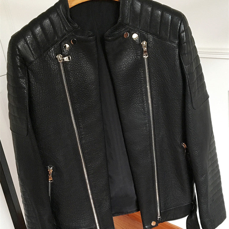 Men’s Sheep Bubble Cropped Leather Jacket