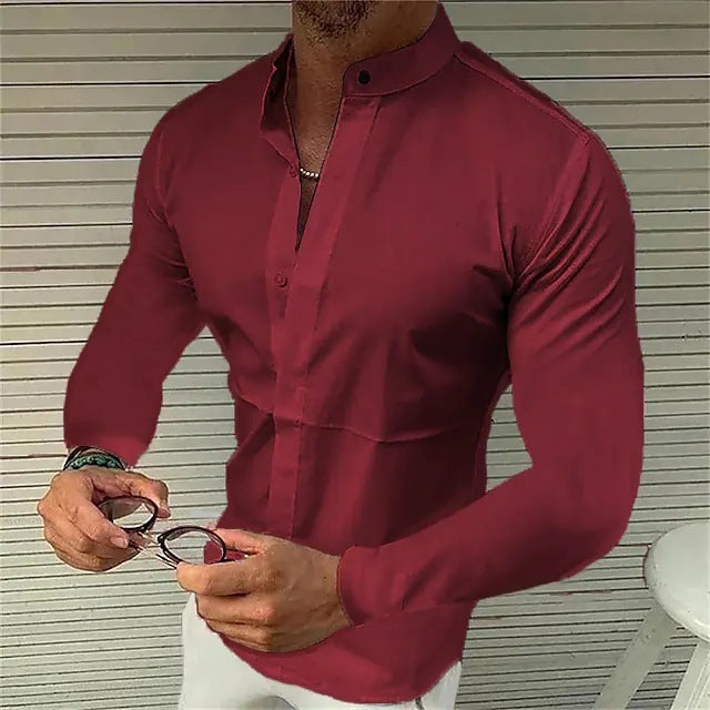 Men’s Shirt Made Of Pure Colored Imitation Silk Fabric