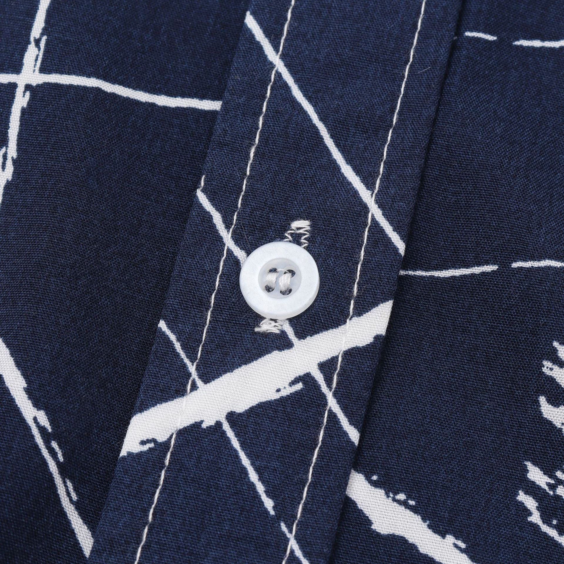 Men’s Shirt Short Sleeve Lapel Check Print