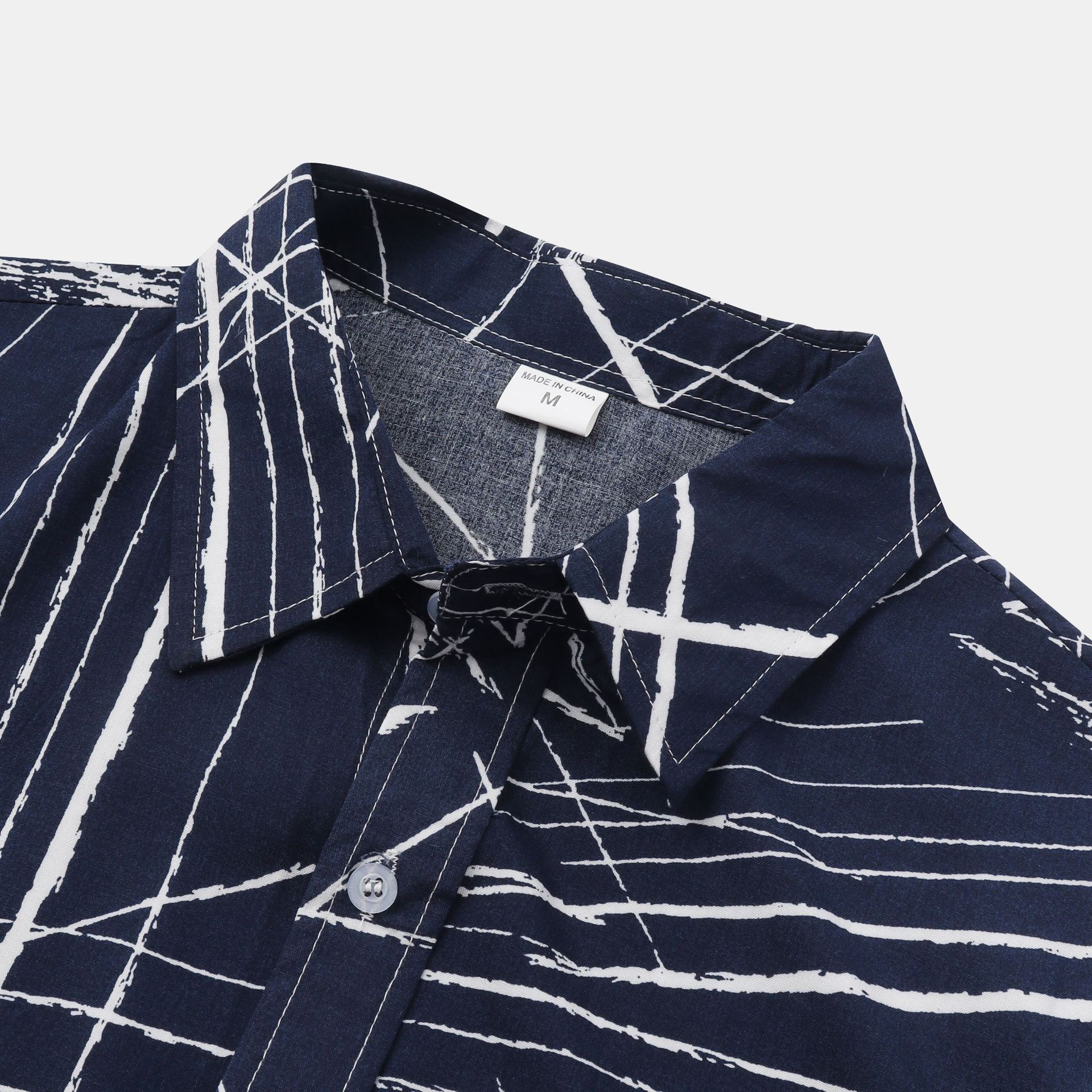 Men’s Shirt Short Sleeve Lapel Check Print