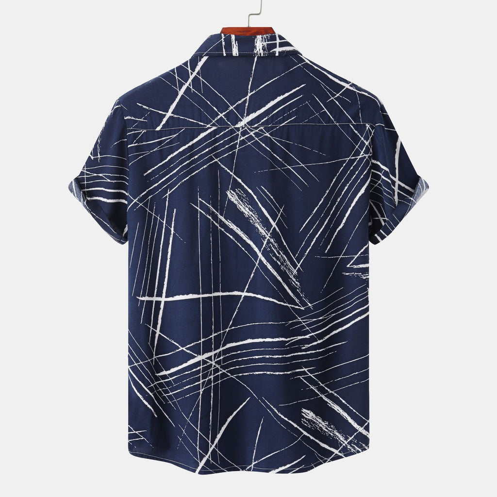 Men’s Shirt Short Sleeve Lapel Check Print