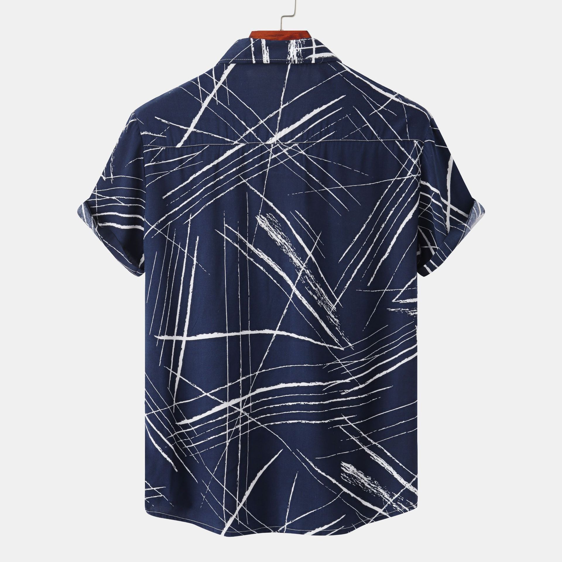 Men’s Shirt Short Sleeve Lapel Check Print