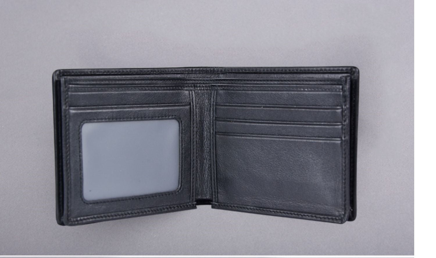 Men’s Short Casual Leather Large Capacity Horizontal Wallet - Horizontal / Black