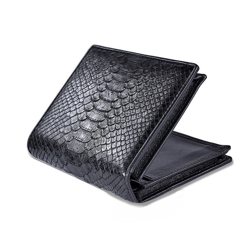 Men’s Short Casual Leather Large Capacity Horizontal Wallet - Horizontal / Black