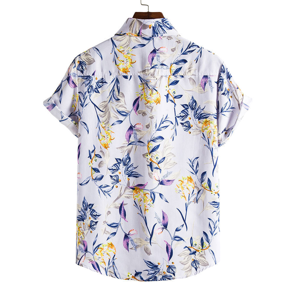 Men’s Short-sleeved Casual Holiday Floral Shirt