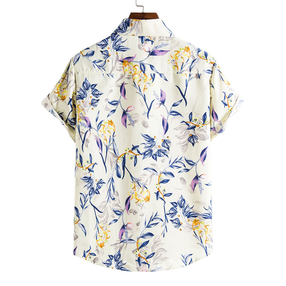 Men’s Short-sleeved Casual Holiday Floral Shirt